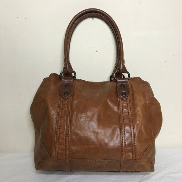 Frye Saddle Brown Natural Leather 12.5" x 10.5" Shoulder Satchel Hand Bag - Picture 2 of 16